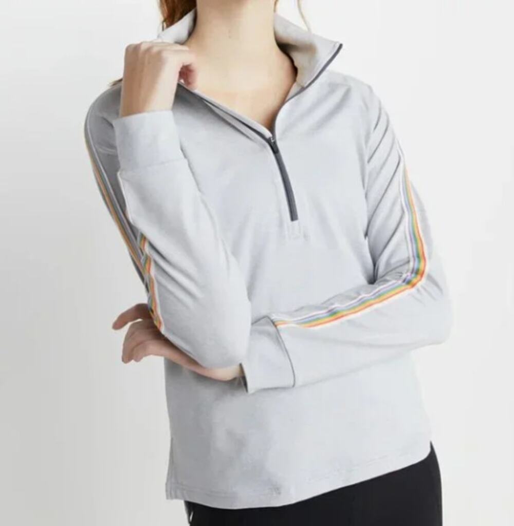 Marine Layer Kerri quarter zip cardigan women’s Med rainbow grey pockets